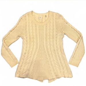 CAbi Cream Cable Knit Sweater